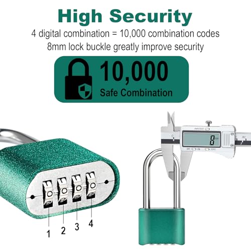 Faburo 2pcs Combination Lock, 4-Digit Heavy Duty Combo Lock - color: 2pcs-Long-Green