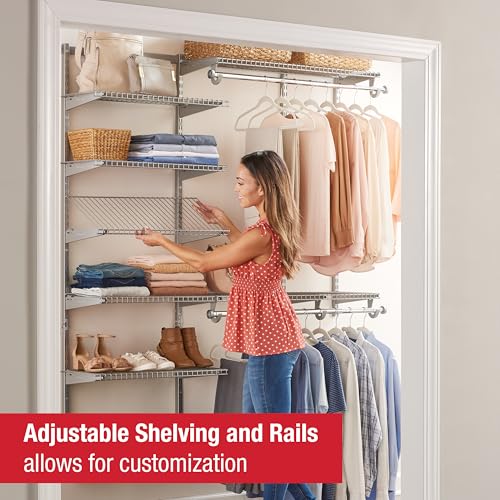 Rubbermaid Configurations Deluxe Custom Closet Kit, 3-6 Ft. Adjustable Metal Wire Shelving, Titanium Finish, Expandable Organization System, Hardware Included, for Home Closet/Pantry/Laundry/Mudroom - color: Titanium, size: 3-6 Feet