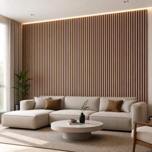 5 Pcs Wood Slatwall Panels Large Acoustic Panels for Wall 47.2 x 23.6 x 0.4 Inch Soundproof Sound Dampening Wood Veneer Sound Absorbing Wall Panel for Bedroom Home Studio Office (Walnut) - color: Walnut
