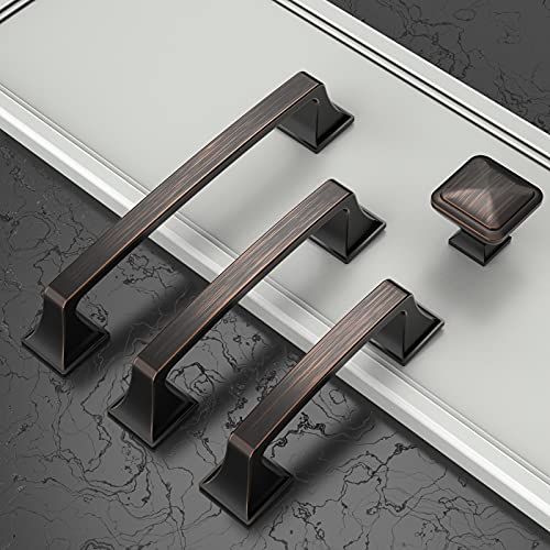 Amerdeco 10 Pack Kitchen Cabinet Handles Oil Rubbed Bronze Cabinet Pulls 3.75 Inch(96mm) Hole Center Cabinet Hardware for Bathroom Drawer Pulls Dresser Pulls AM0002 - color: Oil Rubbed Bronze, size: 3.75"/96mm Hole Center