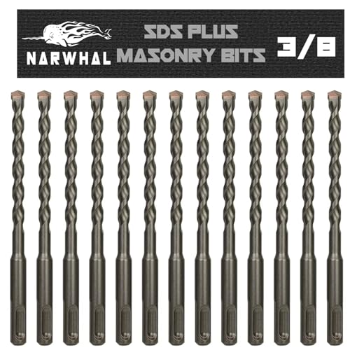 SDS Plus 3/8 Inch Masonry Drill Bits (13 Pack - Industrial Grade) 6 Inch Rotary Hammer Bit for Concrete, Stone, Block, & More! - size: 3/8" - 13 Pack