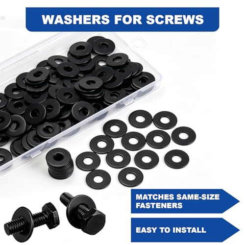 ZQZ 1/4 x 7/10 Stainless Steel Flat Washers, 55PCS Fender Washer 7/10" OD - size: B-1/4" x 7/10"-138 Pieces