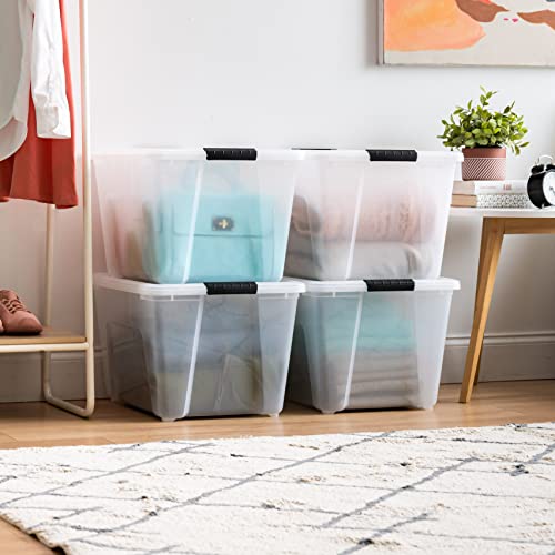 IRIS USA 3-Drawer Rolling Storage Cart, Black/Clear - color: Clear, size: 54 Qt, style: 4 Pack