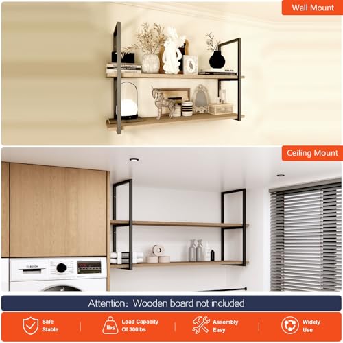 2-Tier Square Shelf Bracket, Wall & Ceiling Mount, 2 Pack - size: 2 Tier Bracket-2 Pack