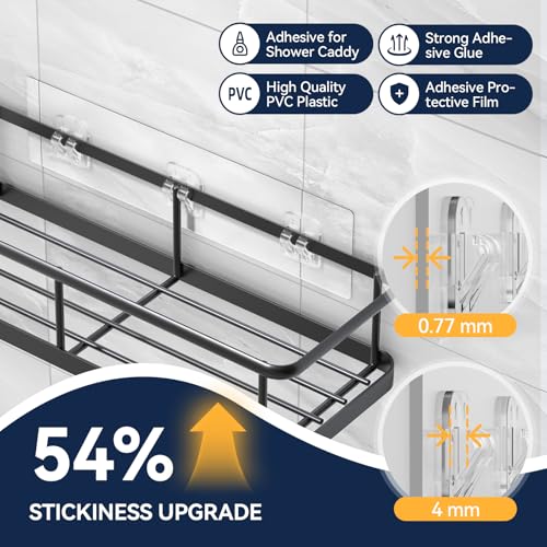 YASONIC 9-Pack Shower Caddy Adhesive Replacement - Transparent Shower Adhesive Strips, No Drilling Hooks for Bath Storage Shelves, Kitchen Racks, Basket & Soap Holder