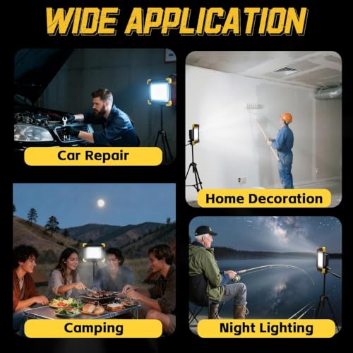 12000mAh Rechargeable LED Work Light with Stand,Magnetic Base & Remote