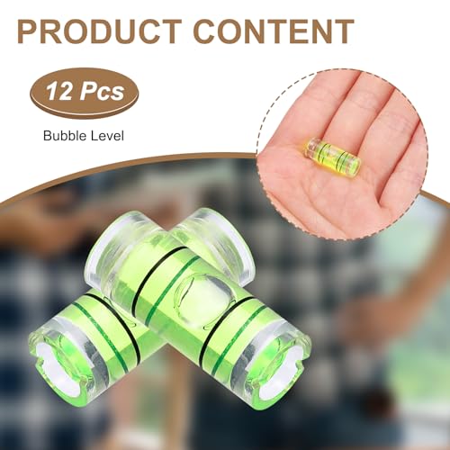 HARFINGTON 12pcs Mini Cylindrical Bubble Spirit Level Vials 8x20mm - size: 8x20mm