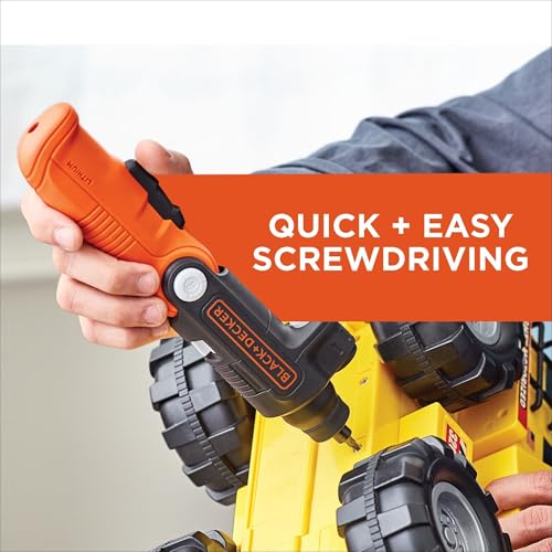 BLACK+DECKER Cordless Screwdriver with LED Light 4V MAX, Electric Screwdriver with 2 Pcs Bit Set (BDCSFL20C)