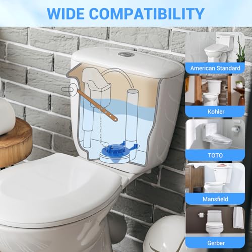 Universal Toilet Flapper Replacement 2 Inch - Compatible with Most American Standard Kohler Fluidmaster Toto Gerber Toilets Tank Water Saving Rubber Flush Valve Flapper with Stainless Chain Blue 1Pack - style: 2 inch-1 Pack