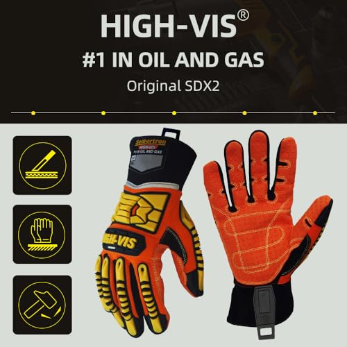 Seibertron High-Vis Series Cut Resistant Reducing Anti-Impact Mechanics Heavy Duty Safety Rescue Oil and Gas Gloves - color: Orange-sdx2 En388 4232xp Pvc Dots Palm+clip, size: Medium (Pack of 1)