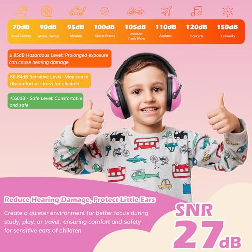 ProCase Noise Cancelling Headphones for Kids/Toddlers SNR 27dB Ear Muffs - color: Pink