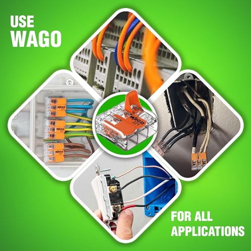 WAGO 221 Series 25pc Compact Splicing Wire Connectors | Includes (10x 221-412) (10x 221-413) (5X 221-415) | WAGO Wire Connectors | Electrical Splicing Lever Nuts | 221 Series Lever Nuts | 2-3-5 Ports - style: NAA221-25