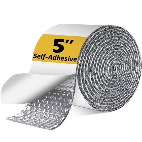 Double Bubble Reflective Foil Insulation Tape, Self-Adhesive Ac Pipe Insulation Wrap for AC Hose, HVAC Duct, Exhaust Hose, Bubble Wrap Insulation for Weatherproof Attics, Windows, Garages - 5 inch - style: 5in wide x 16.5ft long