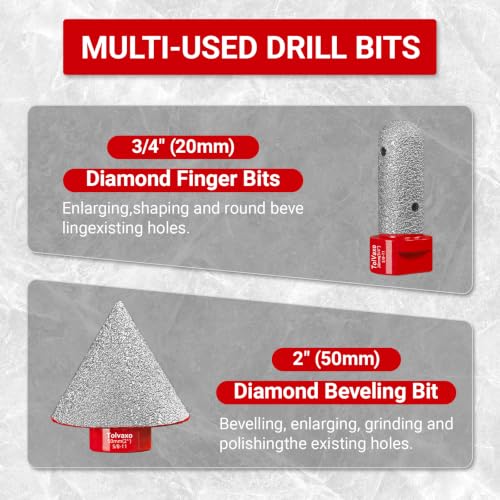 Diamond Hole Saw Kit, Vacuum Brazed Tile Hole Saw Kit (1/4"-4") - size: 6/6/8/19/25/35/50/75/102MM/2"/20MM