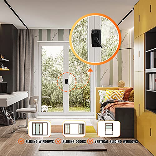 Window Sash Lock Black Security Sliding Window Locks & Sash Locks ZUONAI 2 Pack Cam Sash Locks for Double Hung Window Latch Lock Security Vinyl Window Sash Lock and Keeper Replacement Parts & Hardware - color: Black