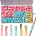 112pcs Heat Shrink Spade Connectors Kit, Waterproof Male & Female Spade Wire Connectors, Marine Grade Heat Shrink Crimp Connectors, Electrical Terminals