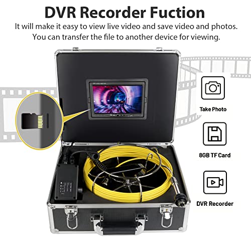 Generic 7 Inches Monitor 100ft/30m with Distance Mark Plumbing Snake Pipe Inspection Video Camera,DVR Recorder Waterproof IP68 Drain Sewer Pipeline Industrial Endoscope System…