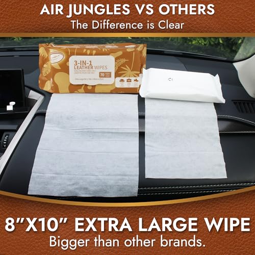 Air Jungles 3in1 Leather Cleaner Wipes 70 Count (3 Pack), XL 8x10 Inch - size: 70 Count (Pack of 3)