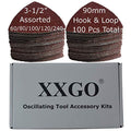 XXGO 100 Pcs 3-1/2 Inch 90mm Assorted Grit Triangle Multitool Sanding Pads | Hook & Loop Design , Strong Velcro , Best for Wood Metal Sanding - size: 3-1/2 Inch Assorted Grits - 100 Pcs