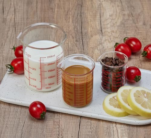 Ackers BORO3.3 Glass Measuring Cups with Spouts, 3-Piece Set, 60/120/250 ml - size: 60ml/120ml/250ml Measuring Cup Set