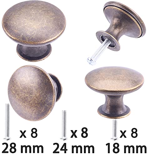 8 Pack Delicate Design Round Antique Breen Bronze Kitchen Cabinet Knobs Cupboard Door Knobs 1.18-INCH Breen Bronze Drawer Handle Pulls Dresser Knobs with 8 Pcs Screws for Bathroom Drawer Door Hardware - color: Breen Bronze