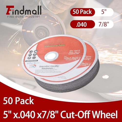 50 Pack 5"x.040"x7/8" Cut-Off Wheel - Metal & Stainless Steel Cutting Discs - size: 50pcs 5"*0.040"*7/8"