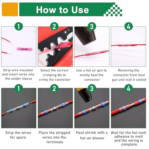 2066PCS Ultimate All-in-One Heat Shrink Solder Seal Wire Connectors Kit: Waterproof Solder Stick Butt Connectors, Heat Gun & Wire Stripper for Automotive, Marine & Electrical Projects Automotive - size: 2066PCS