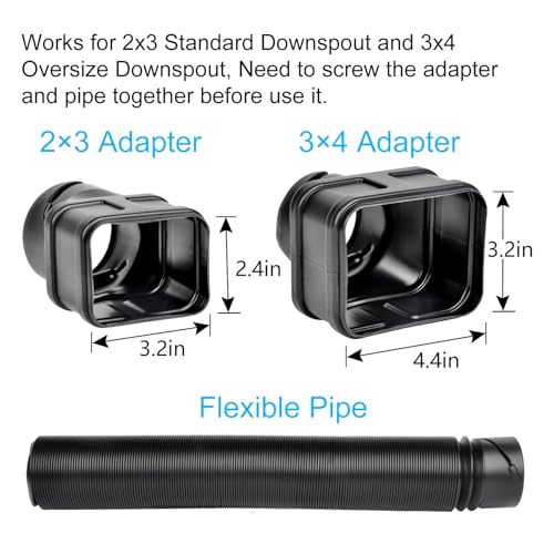 Prestantious 7ft Long Downspout Extensions Flexible Drainage Pipe,2-Pack - color: 2-Pack, Black