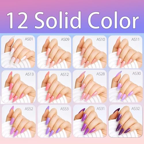12 Color Press on Nails Medium Almond Fake Nails Solid Color False Nail Pink Purple Glue on Nails Glossy Full Cover Reusable Artificial Acrylic Stick on Nail for Women Manicure 288 Pcs - color: Style-29