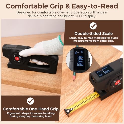 393Ft Digital Tape Measure 3-in-1 Laser Tape Measure & 16ft Tape