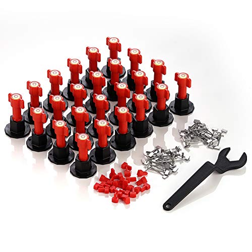 Upgraded Tile Leveling System Kit Reusable Tile Leveler Spacers with Replaceable Steel Needle Flat Ceramic Tile Adjusters Floor Wall Construction Tools - color: Upgraded Tile Levele