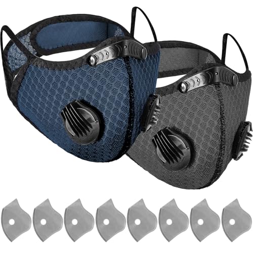 Threlaco Dust Mask Reusable - color: Navy Blue, Dark Gray