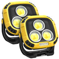 2 Pack Rechargeable Work Light, 4000LM Magnetic LED Work Light | 6000mAh Magnetic Light, IP65 Waterproof, Emergency Flashlight, 30H Runtime, Portable Light for Mechanics, Car Repair(Yellow) - size: 2 Pack