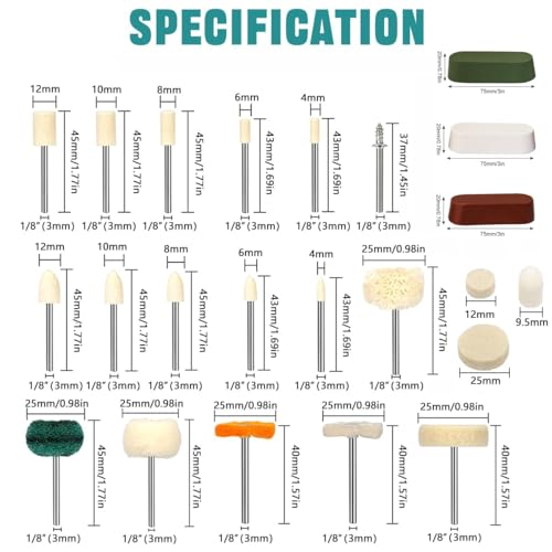 137PCS Buffing Wheel Polishing Kit Compatible with Dremel,Felt Wool Pad Set with Polish Compound,Rotary Tool Accessories with 1/8" Shank,Abrasive Wheel Buffing Polishing for Metal Polishing - color: 137PCS