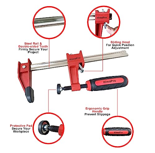 HimaPro 12 Inch Bar Clamp Set, 4 Pack 600 lbs Load Limit Medium Duty Quick Release Steel F Clamp, Ideal for Woodworking, Metalworking, and DIY Projects - color: 12 Inch Set