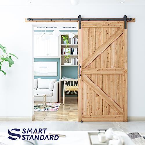 SMARTSTANDARD 7.5 FT Heavy Duty Sturdy Sliding Barn Door Hardware Kit,Black - size: 7.5 Feet