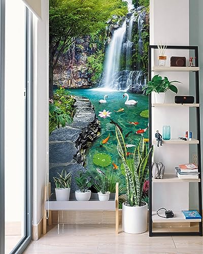 FLFK Door Decal Sticker - Waterfall,Peel and Stick Mural,Combined Size 36"x80",Split into 2 Pieces - color: Mt747, size: 36"x80"