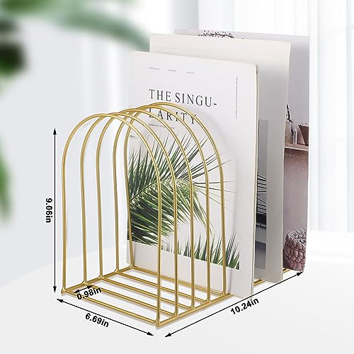Kosiz 2 Sets Wire File Organizer for Desk 9 Slots Metal File Holder, Gold