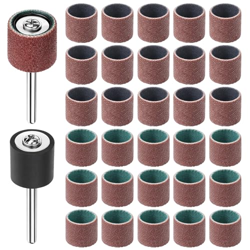 50 Pack Pet Nail Grinder Replacement Kit, Dog Nail Smoother with Grit Sanding Bands Sanding Drum Set, Pet Dog Claw Care Grooming Supplies (80#/120#)
