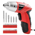 Hi-Spec 27pc 3.6V Red Small Power Electric Screwdriver Set. Cordless & Rechargeable with Driver Bit Set - color: Red