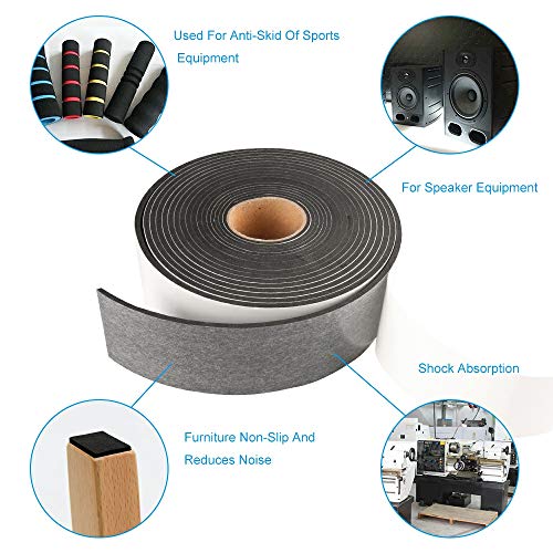 High Density Foam Tape,2 Inch Wide x 1/8 Inch Thick Door Insulation Tape,Adhesive Weather Stripping for Doors Window,Foam Seal Proofing Tape,16 Feet Long - size: 2"W x 1/8"T x 16FT