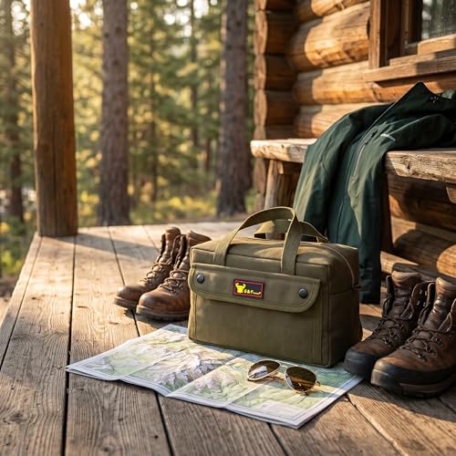 G & F Products Waxed Canvas Military Duffle Bag, 24 Inch, Heavy Duty Travel - color: Olive Green
