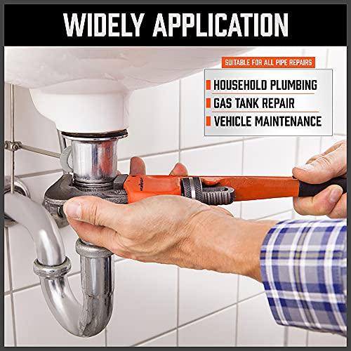 HORUSDY 4 Pack Heavy Duty Pipe Wrench Set, Adjustable 8" 10" 12" 14" Soft Grip Plumbing Wrench Set with Storage Bag - style: 4 Pieces