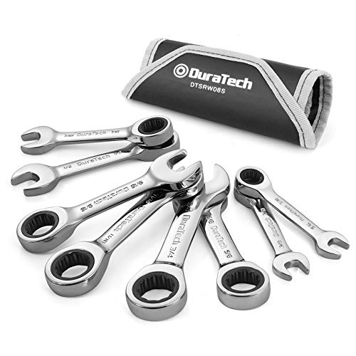DURATECH Stubby Ratcheting Combination Wrench Set, SAE, 8-Piece, CR-V Steel - size: 7.94 - 19.05 mm (8-Piece Set)