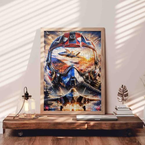 Fighter Jet Pilot Helmet Puzzle 1000 Pieces for Adult 19.7 x 27.6 Inch - color: Airplane-03