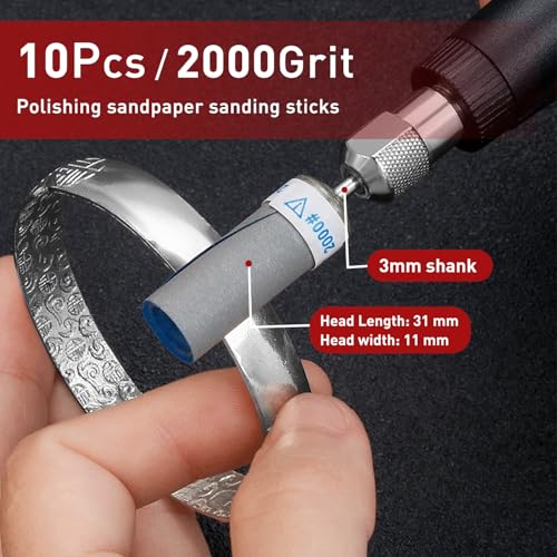 10 Pcs 2000 Grit Sanding Drums for Rotary Dremel Tool - size: 2000 Grits