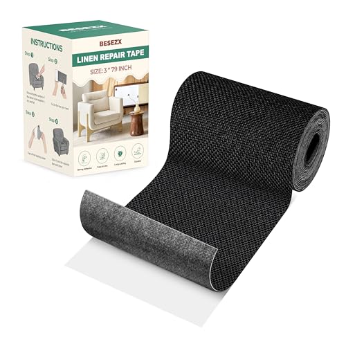 BESEZX Linen Fabric Repair Tape Upholstery Tape 3x79 Inch - color: Black, size: 3*79 inch