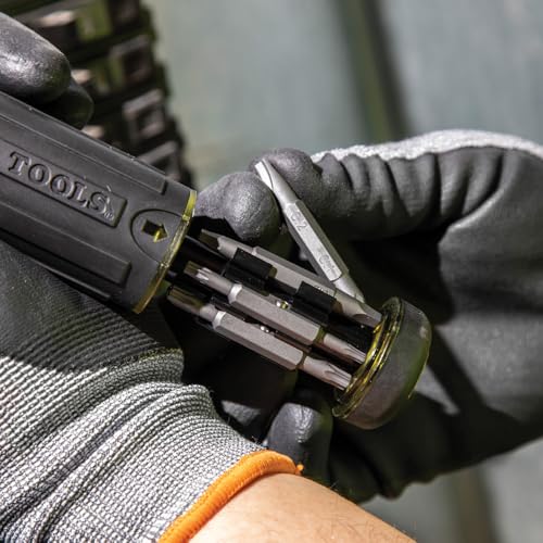 Klein Tools 32305 Multi-bit Ratcheting Screwdriver, 15-in-1 Tool with Phillips, Slotted, Square, Torx and Combo Bits and 1/4-Inch Nut Driver - size: 15-in-1, Standard