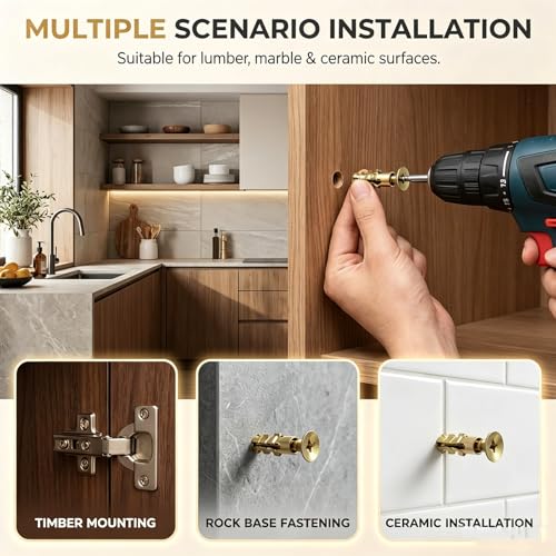 6×14mm Short Expansion Screw Set for Cabinet Hinge Repair & Stripped Thread Restoration, Secure Door Hinge Fastening, Fits 6mm Drill Holes in Wood, Tile, Stone(50)