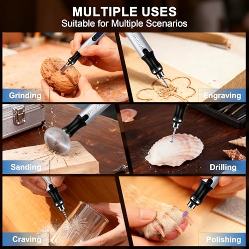 JANGKLIFE USB Rechargeable Engraving Pen with 42 Bits, Mini Rotary Tool kit,Engraver for Wood, Metal, Glass, and Plastic - Ideal for DIY, Jewelry, and Model Making